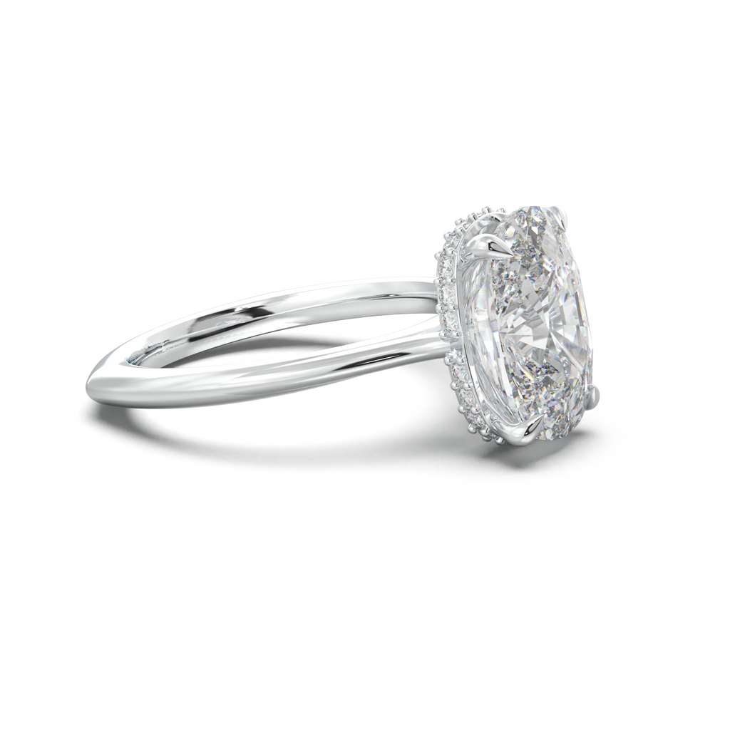Cushion Hidden Halo Engagement Ring