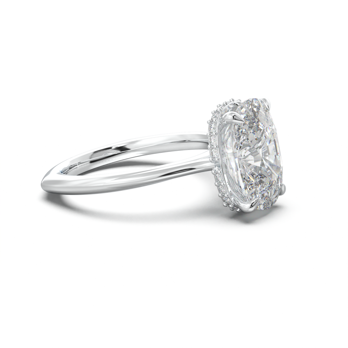 Cushion Hidden Halo Engagement Ring