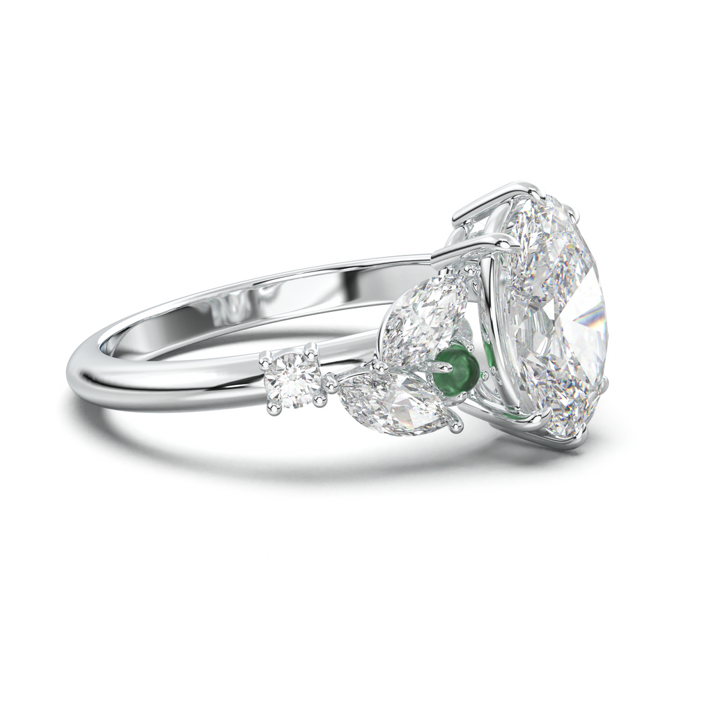 Oval Marquise-Accent Engagement Ring