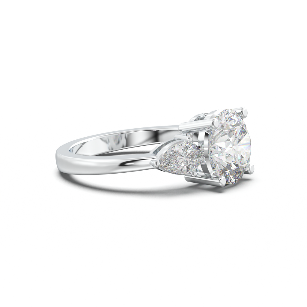 Round Pear Three-Stone Engagement Ring