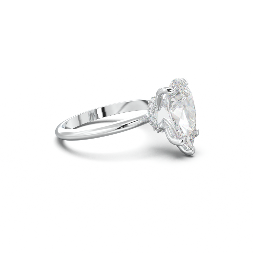 Pear Hidden Halo Engagement Ring