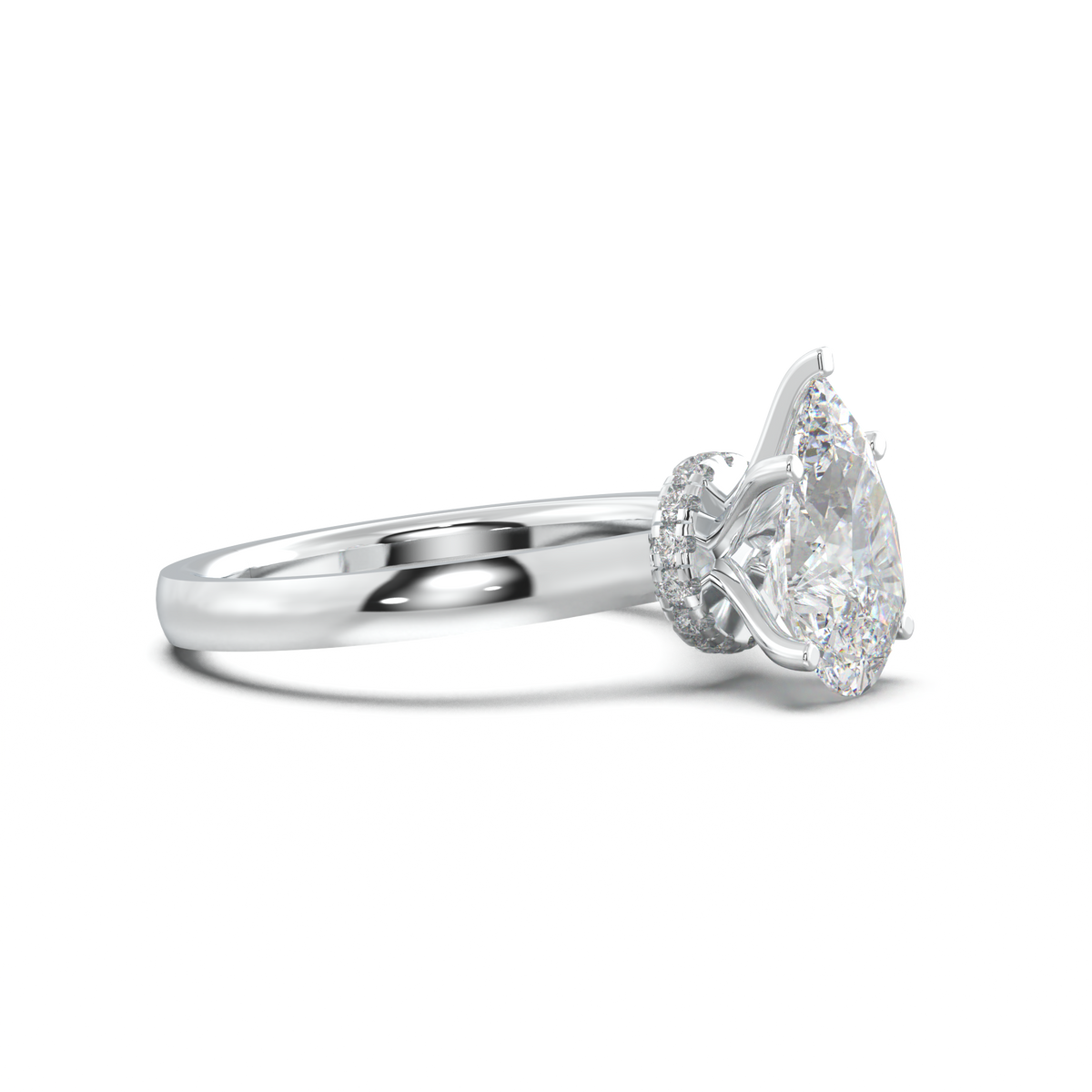 Pear Hidden Halo Engagement Ring