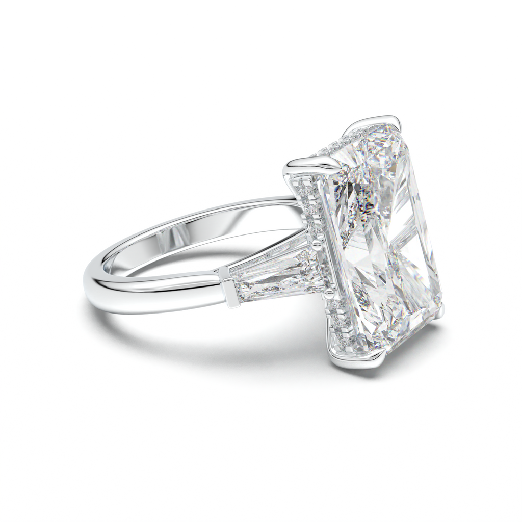 Radiant Baguette Hidden Halo Engagement Ring