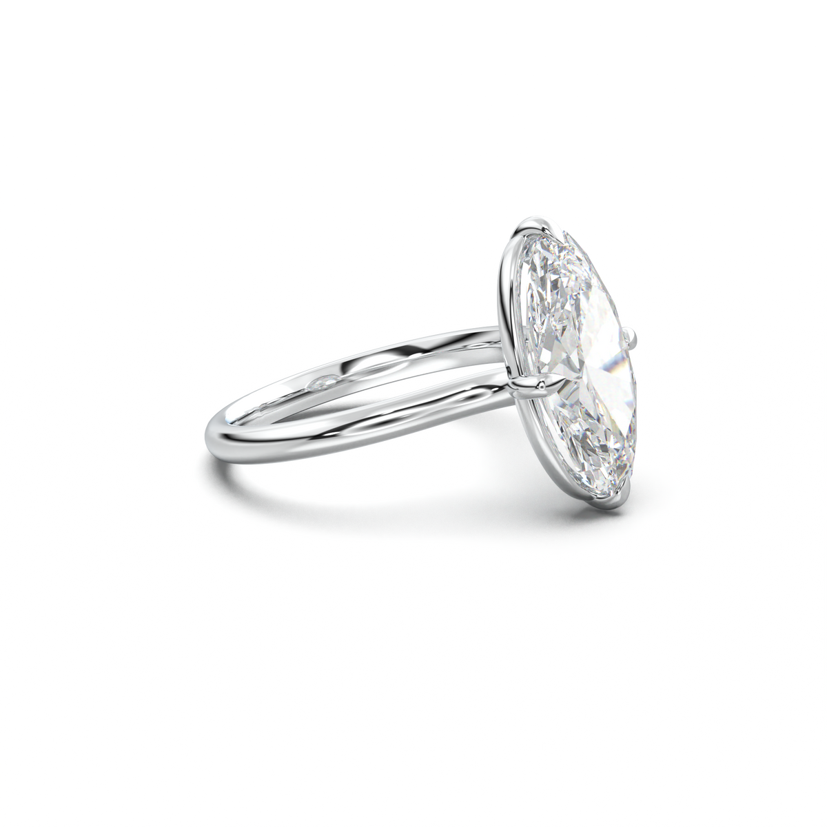 Elongated Moval Solitaire Engagement Ring