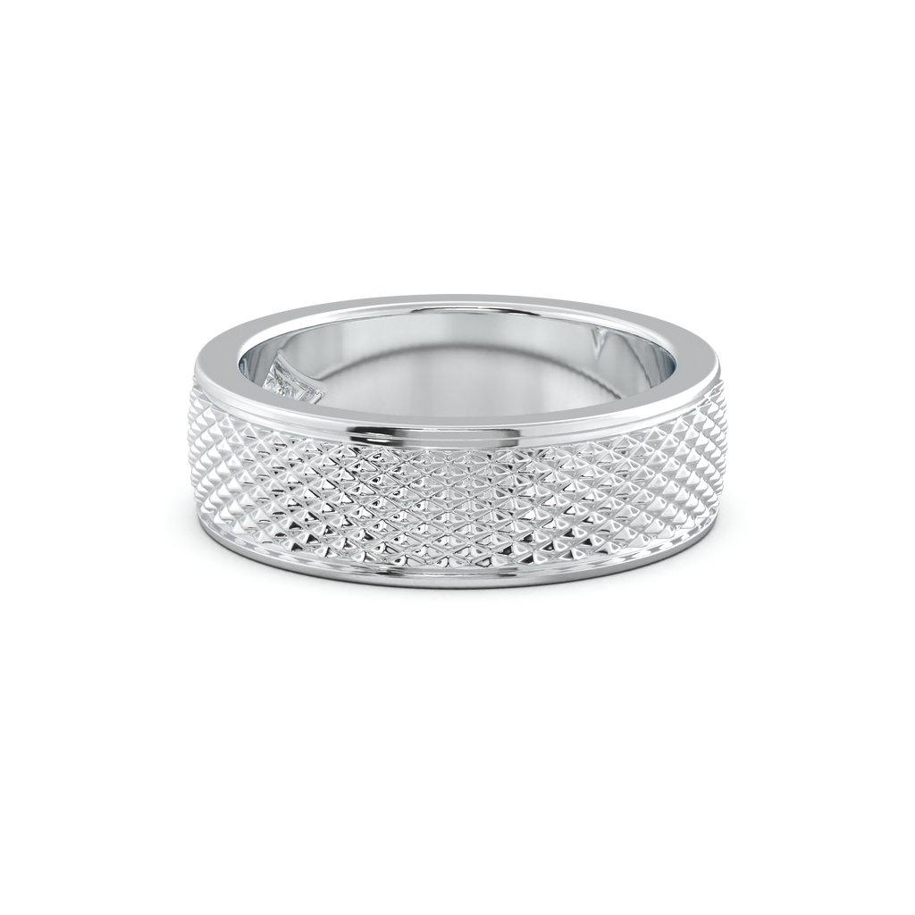 Diamond-Cut Textured Men's Wedding Band