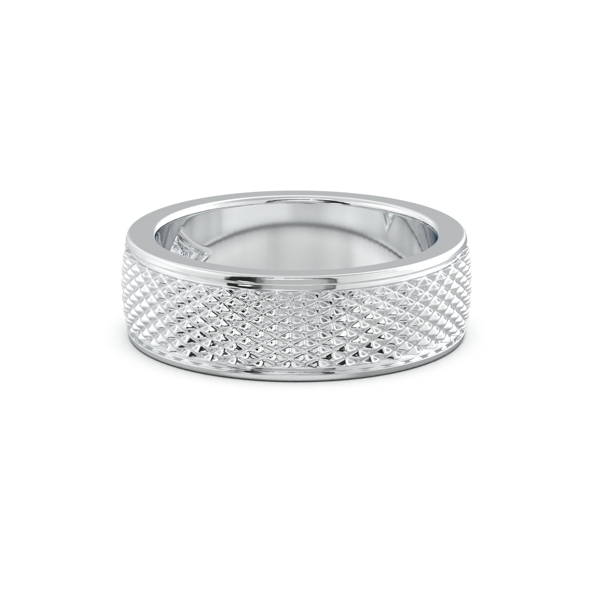 Diamond-Cut Textured Men's Wedding Band