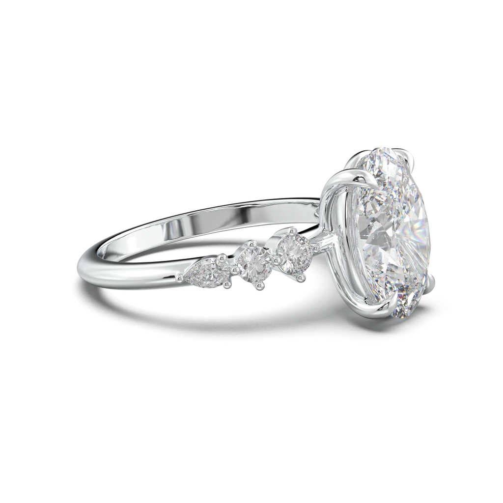 Oval Pear-Accent Engagement Ring