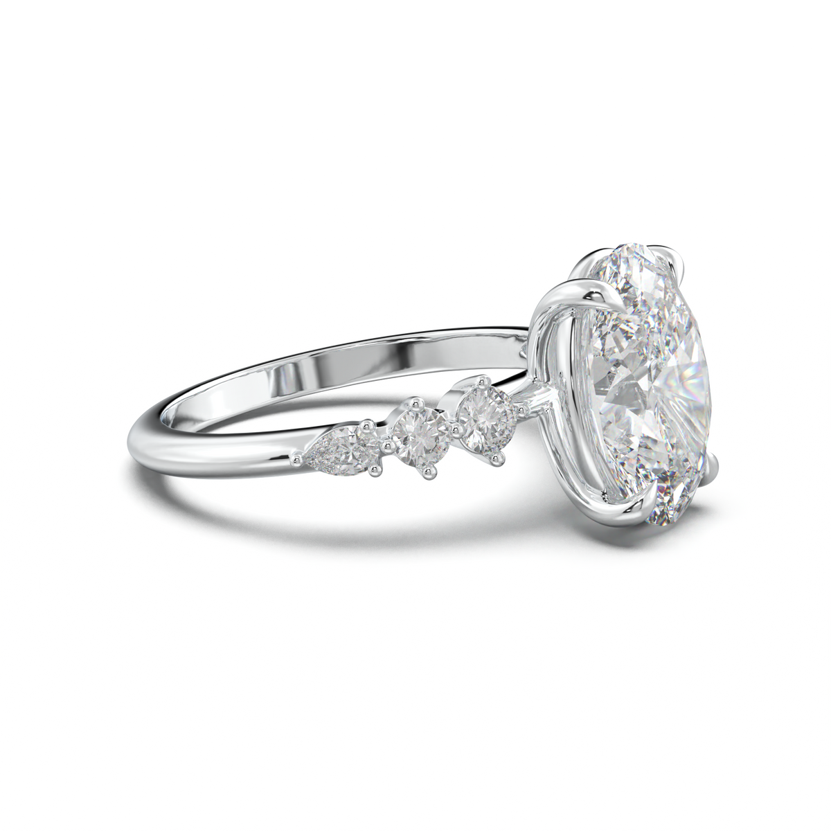 Oval Pear-Accent Engagement Ring
