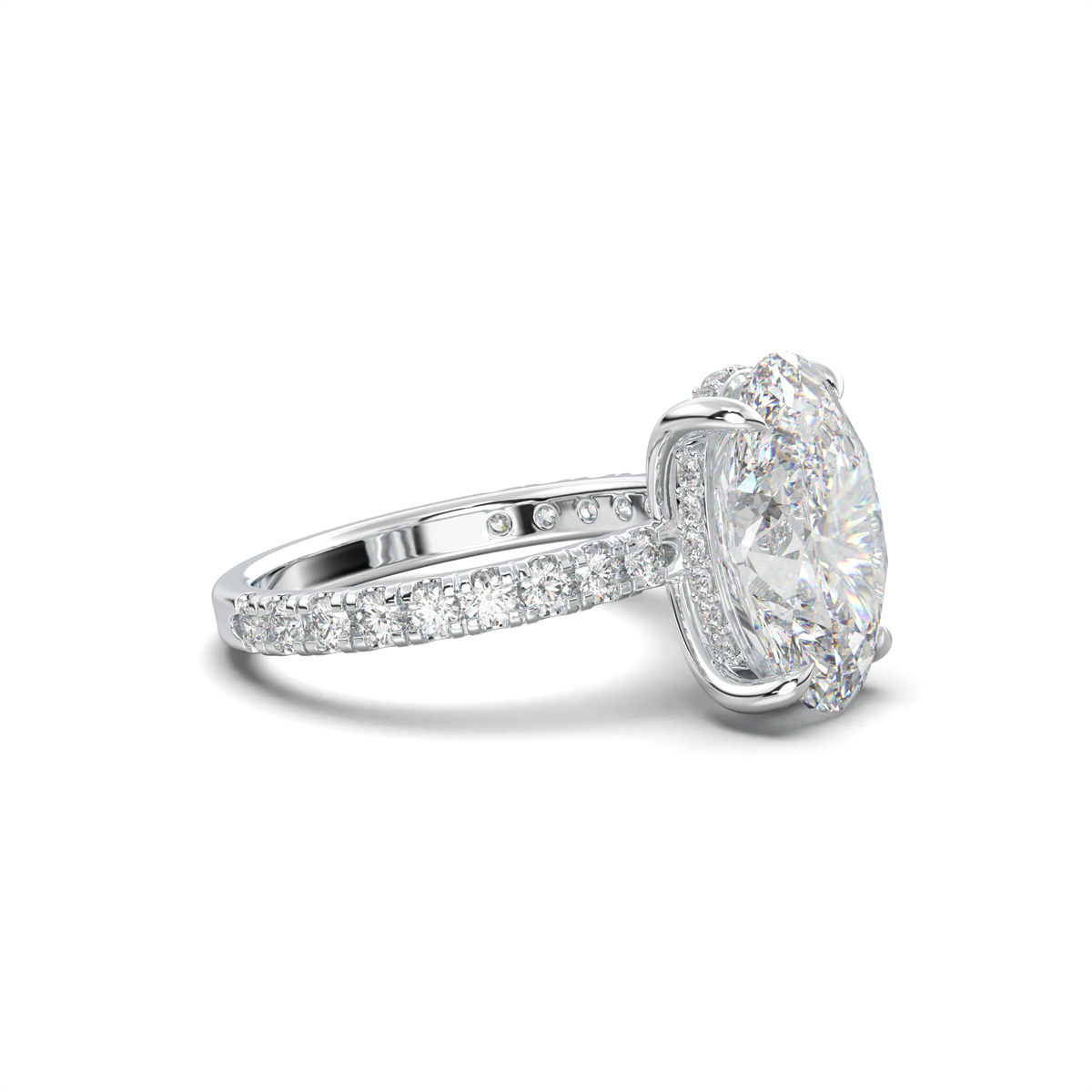 Oval Pavé Hidden Halo Engagement Ring