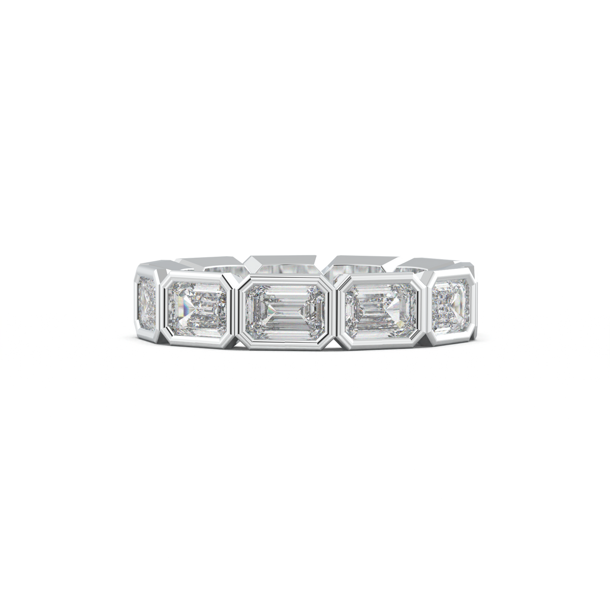 Emerald-Cut Bezel-Style Eternity Wedding Band