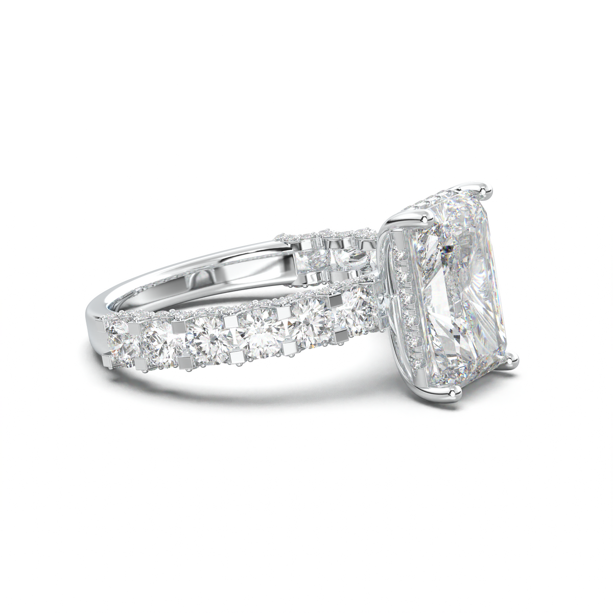 Radiant Diamond Band Engagement Ring