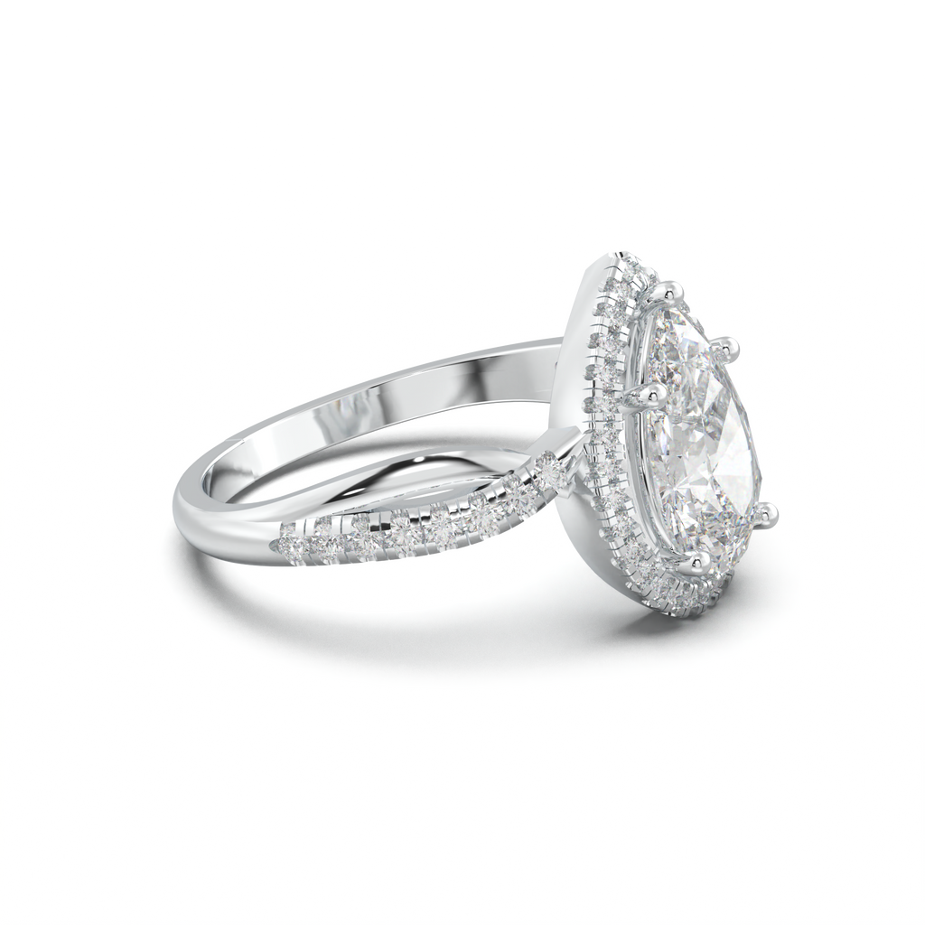 Pear Halo Twisted Pavé Engagement Ring