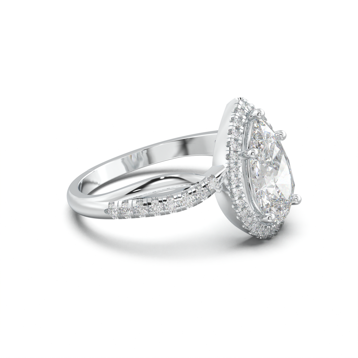 Pear Halo Twisted Pavé Engagement Ring