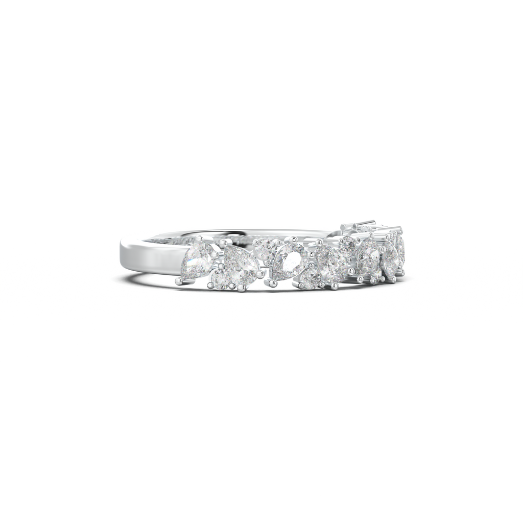 Alternating Pear & Round Half-Eternity Wedding Band