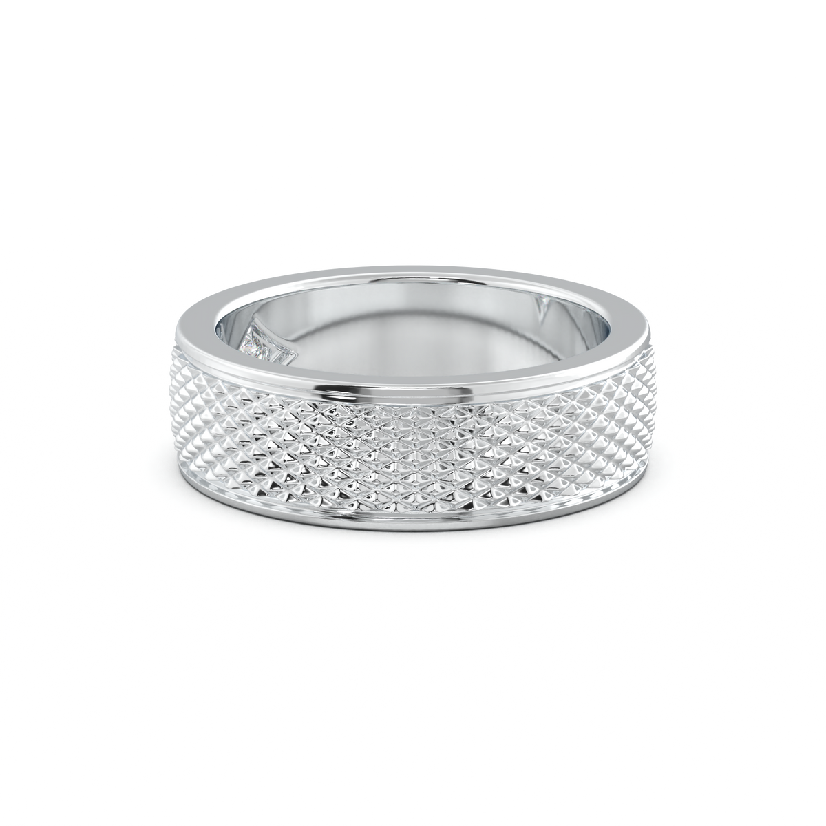 Diamond-Cut Textured Men's Wedding Band