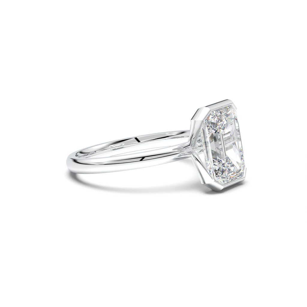 Emerald Cut Half-Bezel Engagement Ring