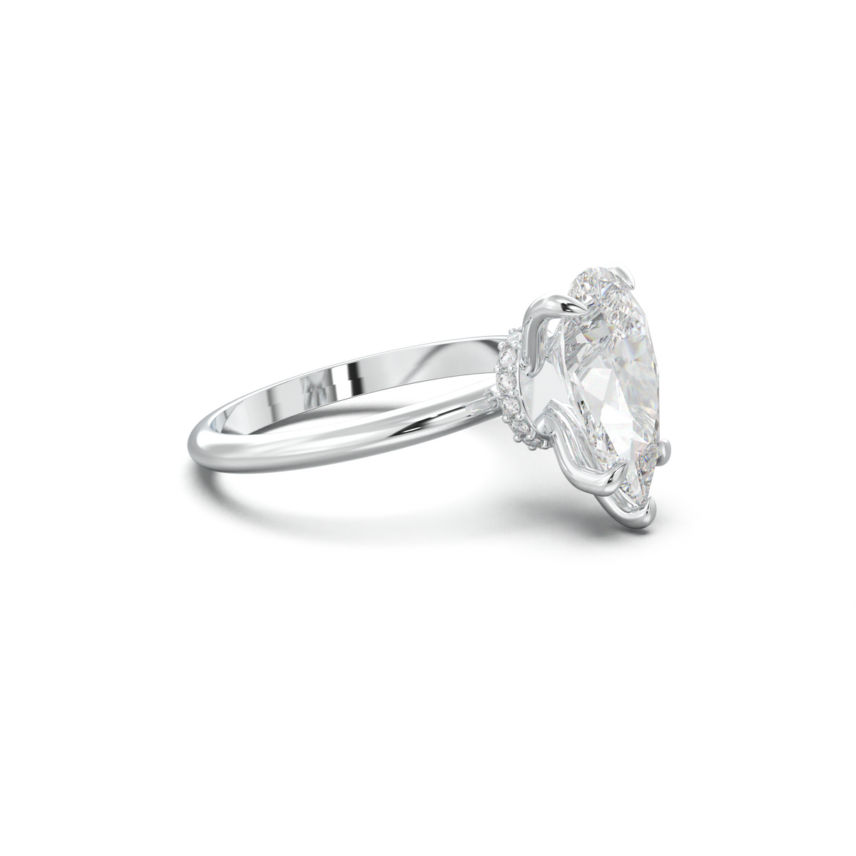 Pear Hidden Halo Engagement Ring