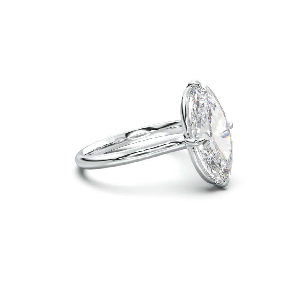Elongated Moval Solitaire Engagement Ring