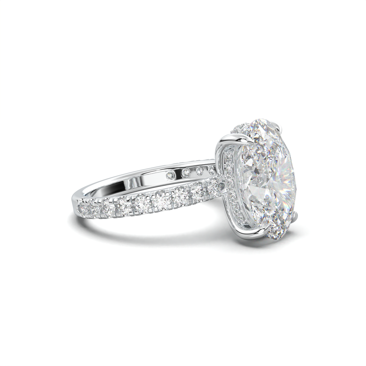 Oval Pavé Hidden Halo Engagement Ring
