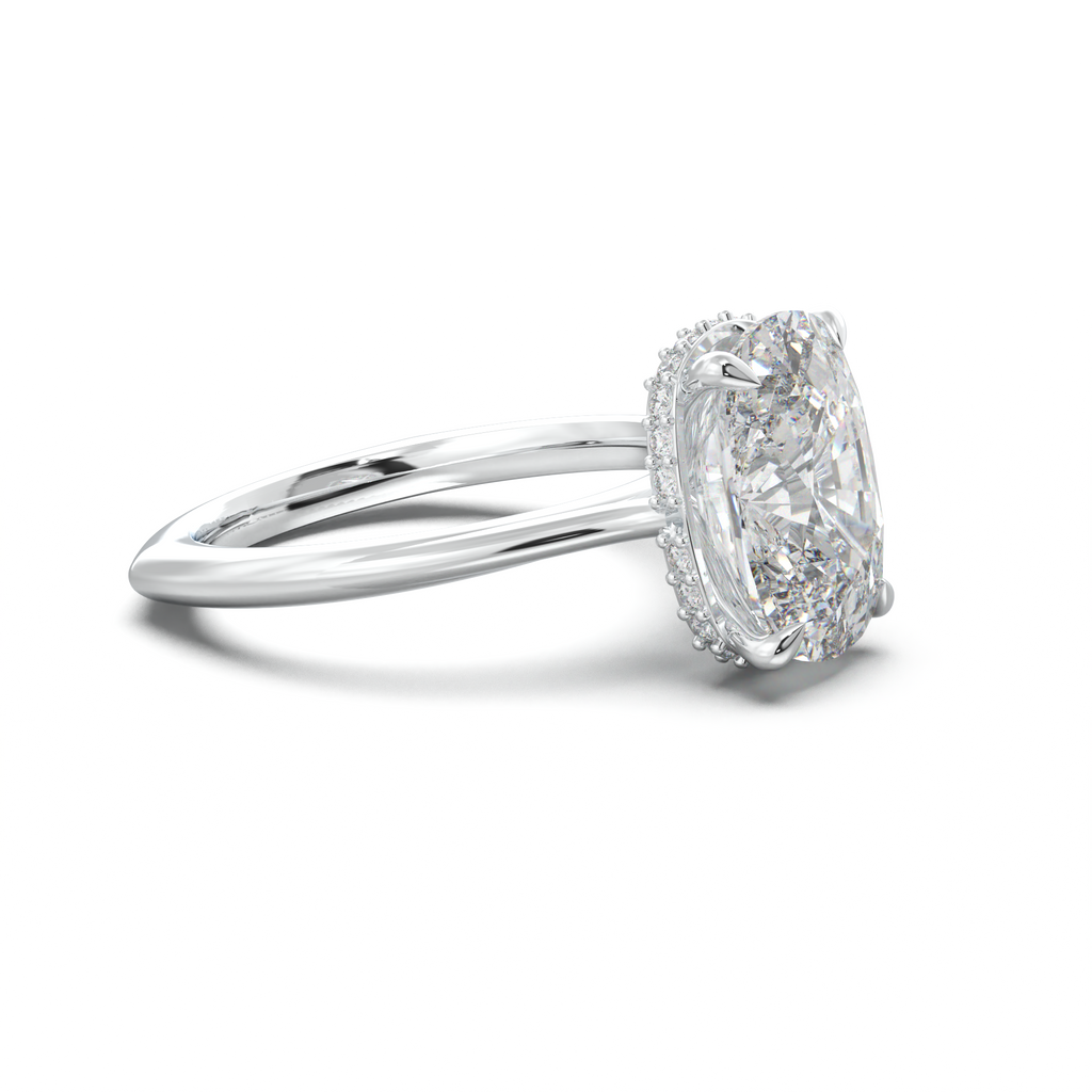 Cushion Hidden Halo Engagement Ring