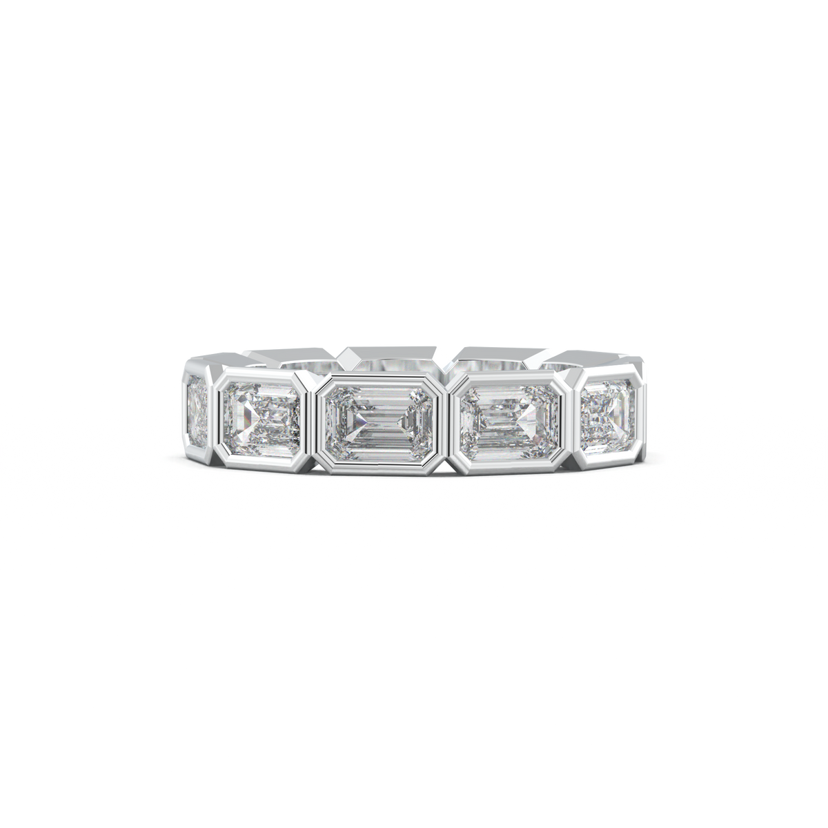 Emerald-Cut Bezel-Style Eternity Wedding Band