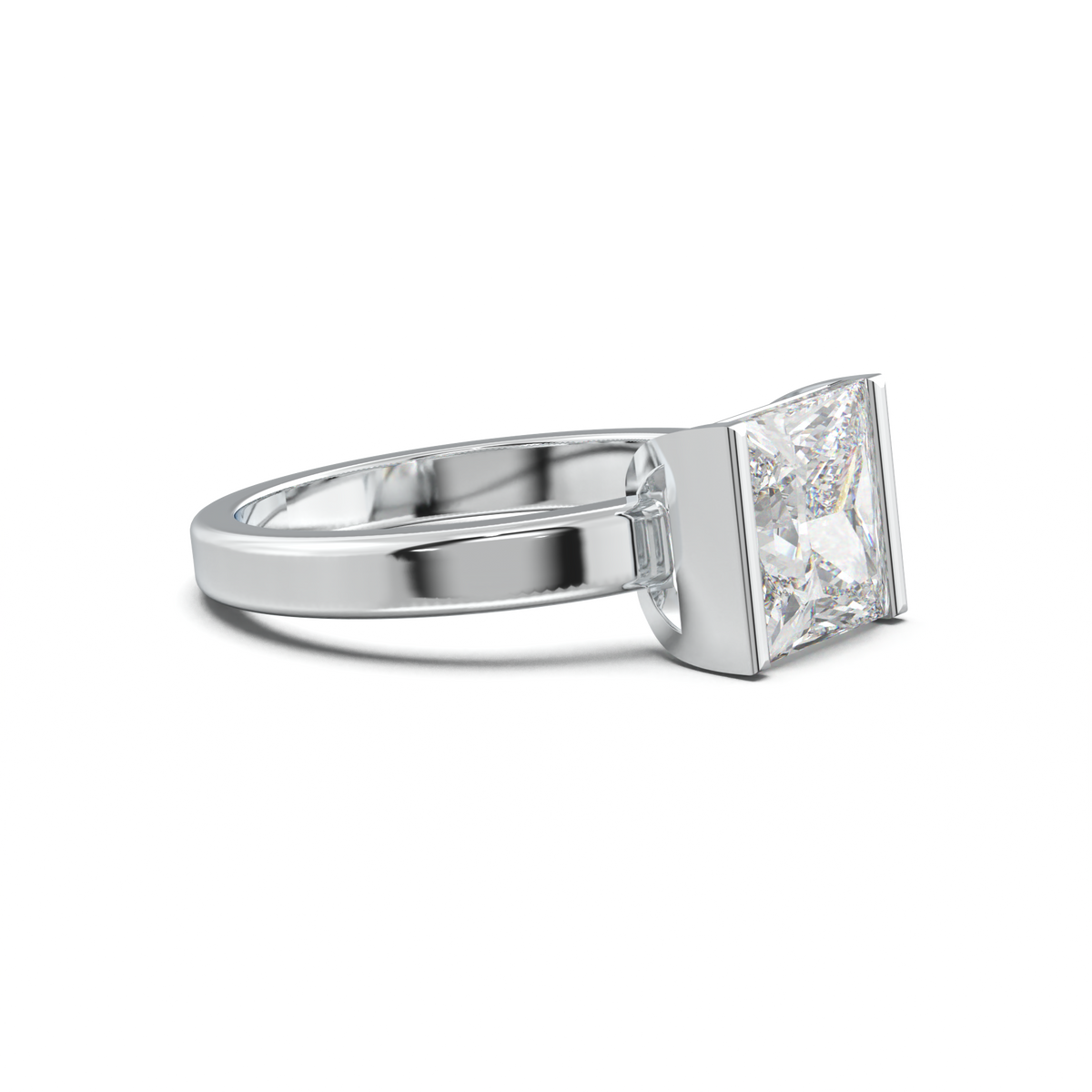 Princess Half-Bezel Engagement Ring