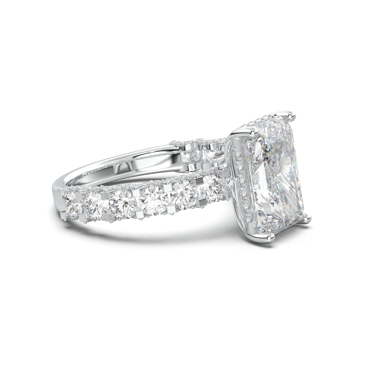Radiant Diamond Band Engagement Ring