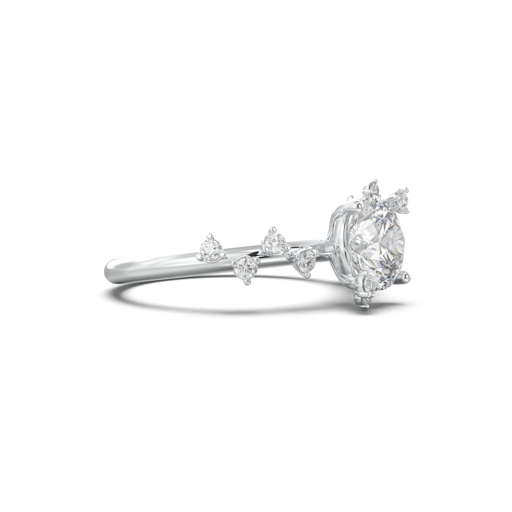Round Botanical Accent Engagement Ring