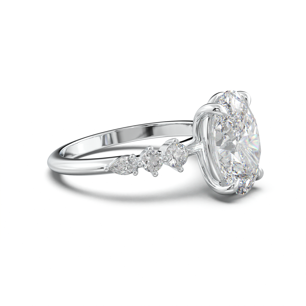 Oval Pear-Accent Engagement Ring