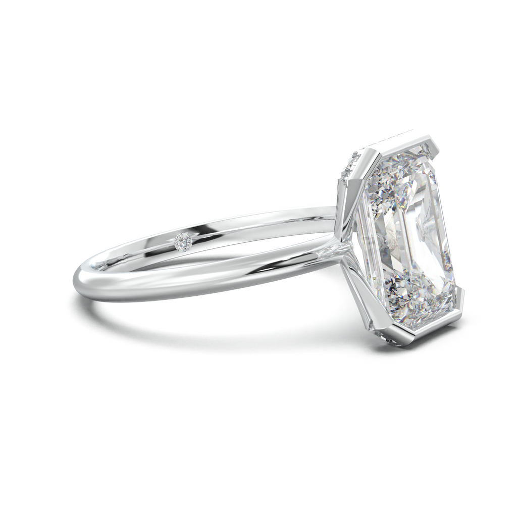 Emerald Hidden Halo Engagement Ring