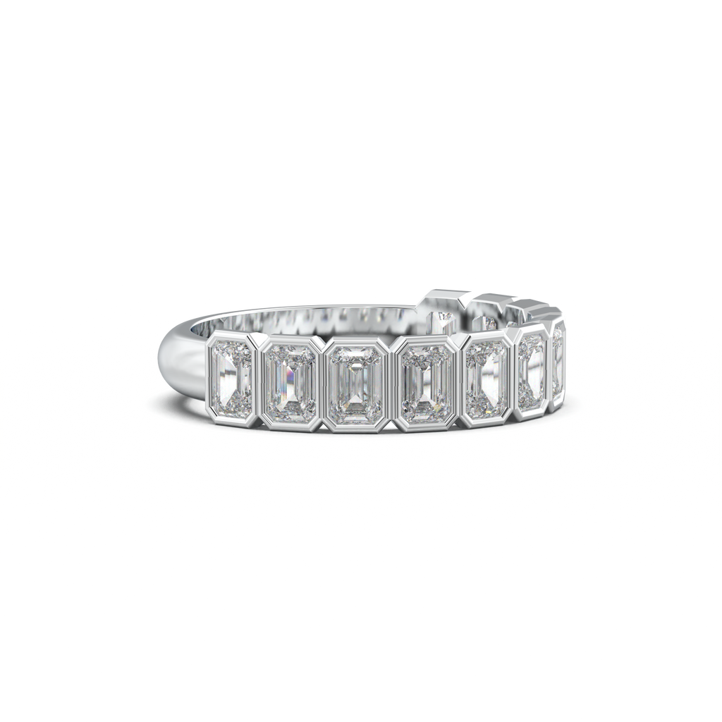 Emerald Bezel Half-Eternity Wedding Band