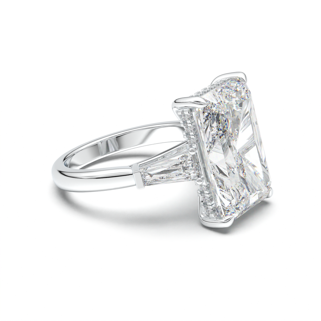 Radiant Baguette Hidden Halo Engagement Ring