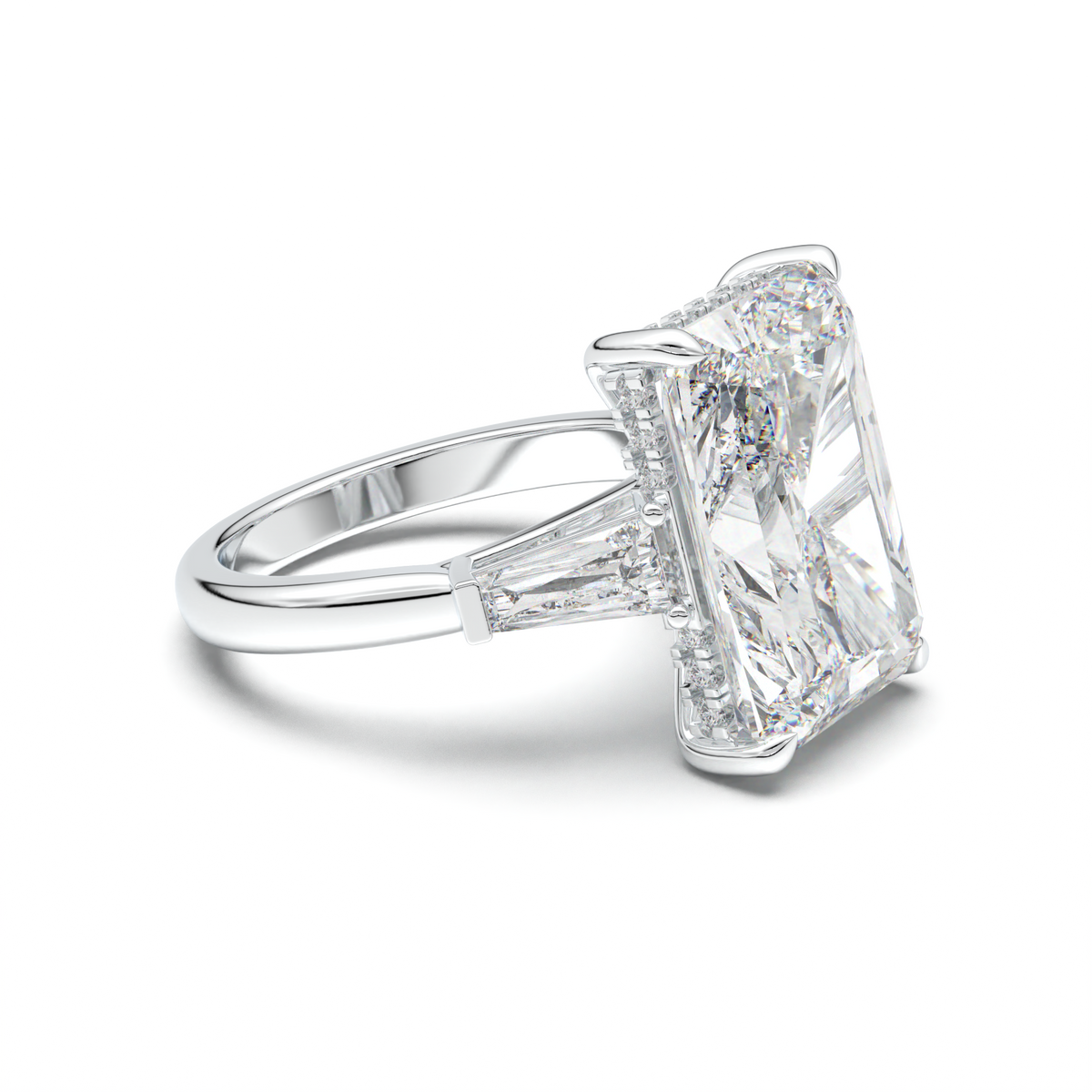 Radiant Baguette Hidden Halo Engagement Ring
