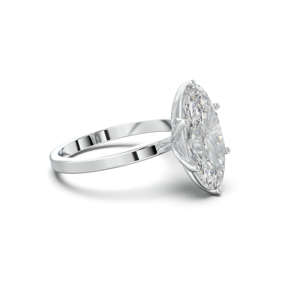 Oval Diamond-Accent Gallery Engagement Ring