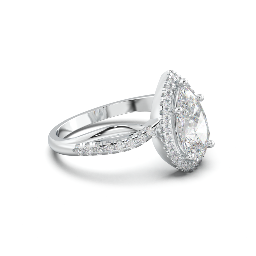 Pear Halo Twisted Pavé Engagement Ring