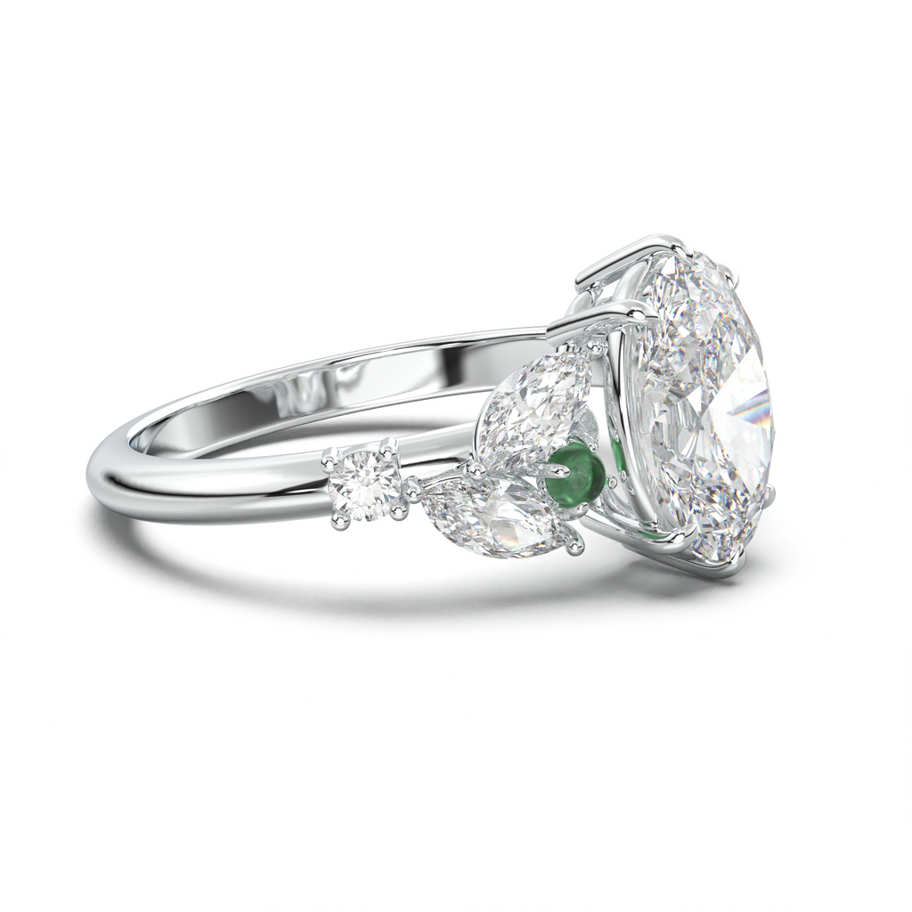 Oval Marquise-Accent Engagement Ring