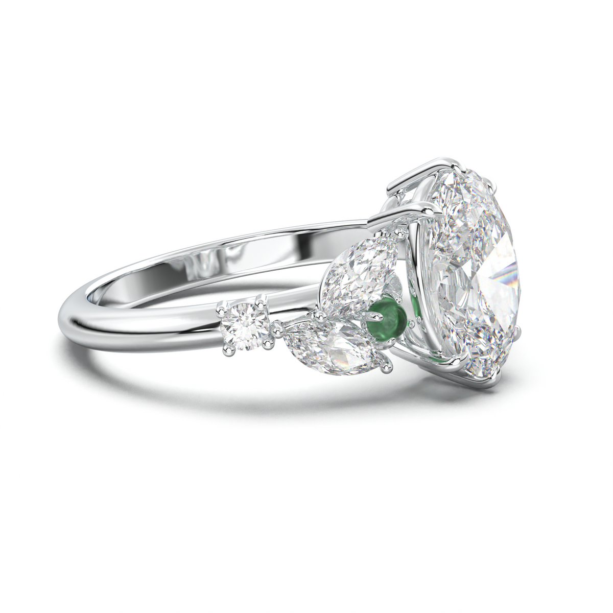 Oval Marquise-Accent Engagement Ring