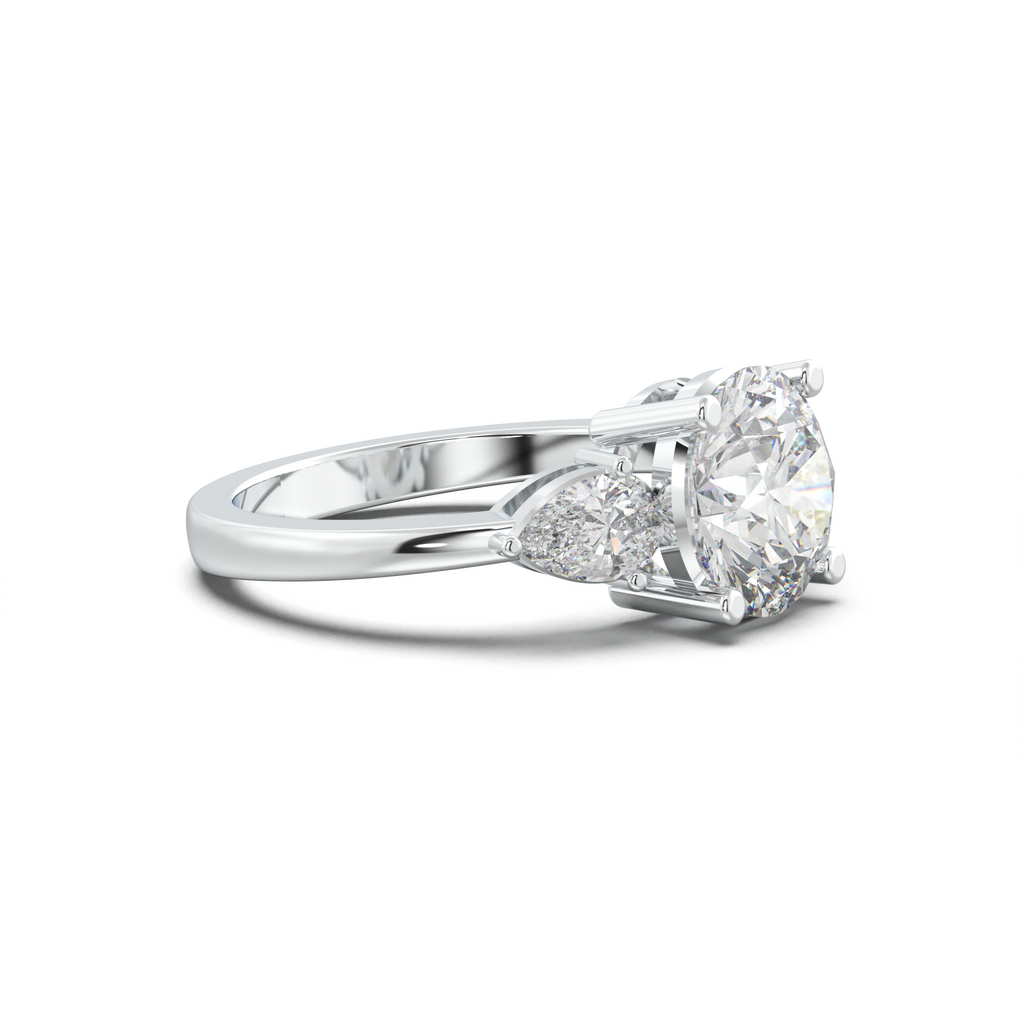 Round Pear Three-Stone Engagement Ring