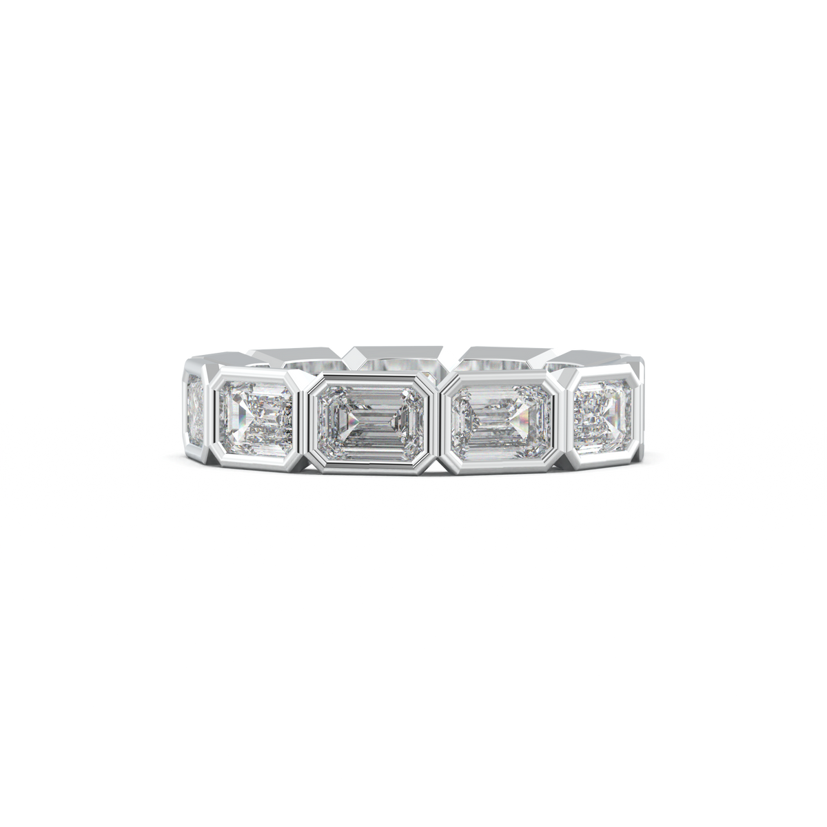 Emerald-Cut Bezel-Style Eternity Wedding Band