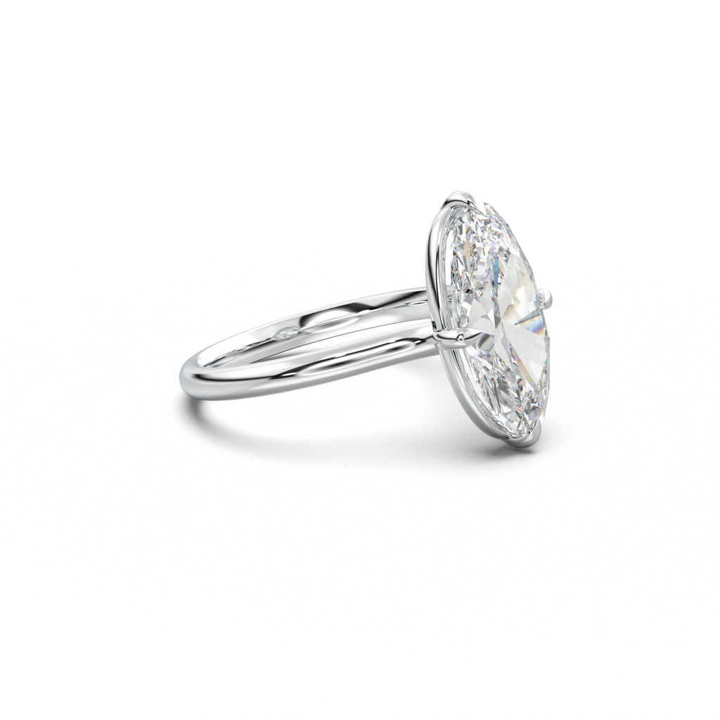 Elongated Moval Solitaire Engagement Ring