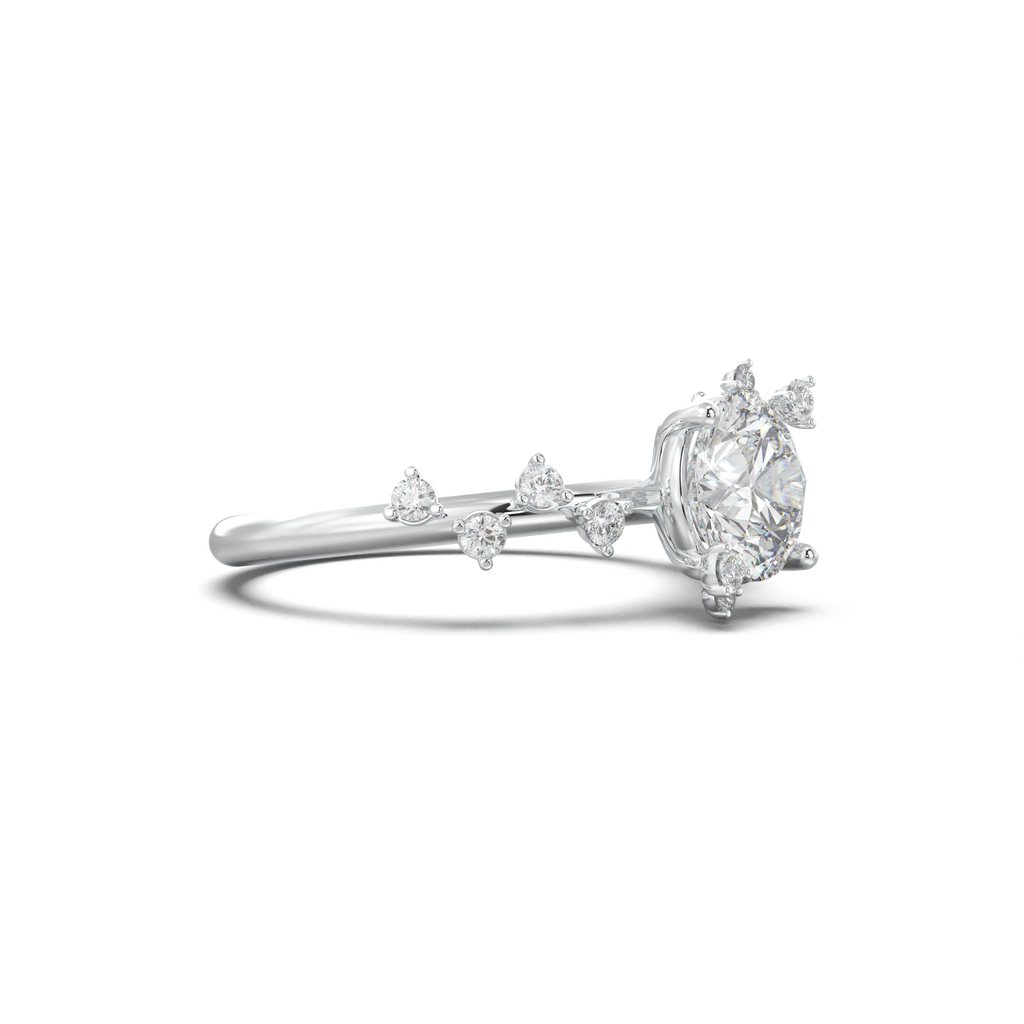 Round Botanical Accent Engagement Ring
