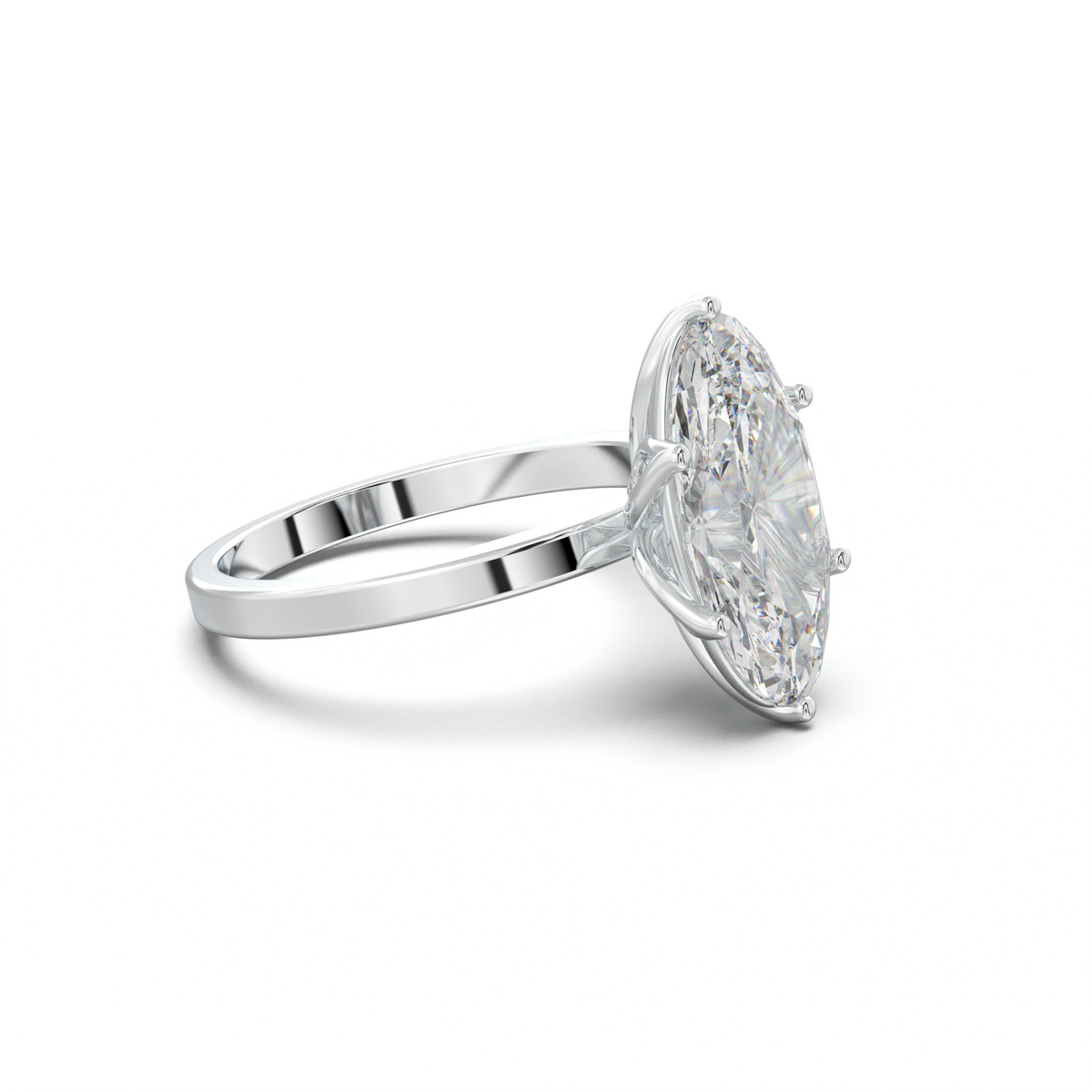 Oval Diamond-Accent Gallery Engagement Ring