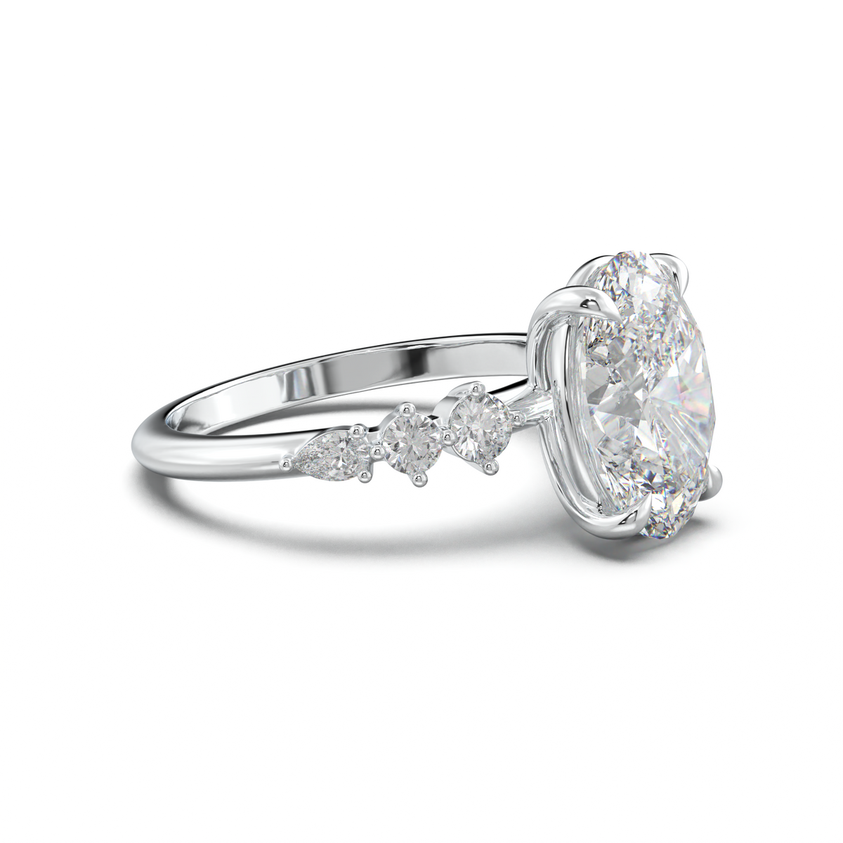 Oval Pear-Accent Engagement Ring
