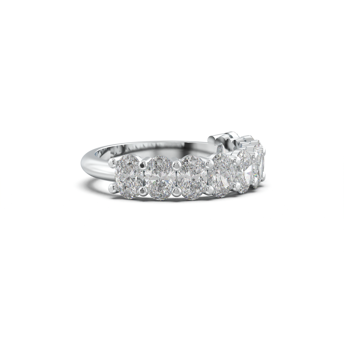 Nine-Oval Half-Eternity Wedding Band