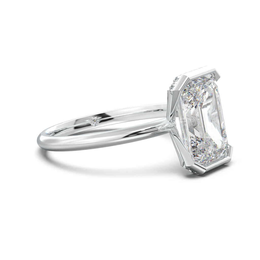 Emerald Hidden Halo Engagement Ring