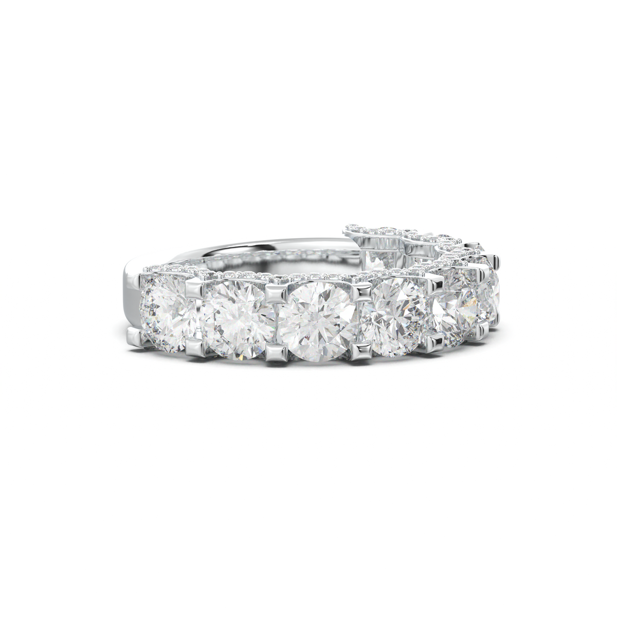 Round Diamond Pavé-Edge Wedding Band