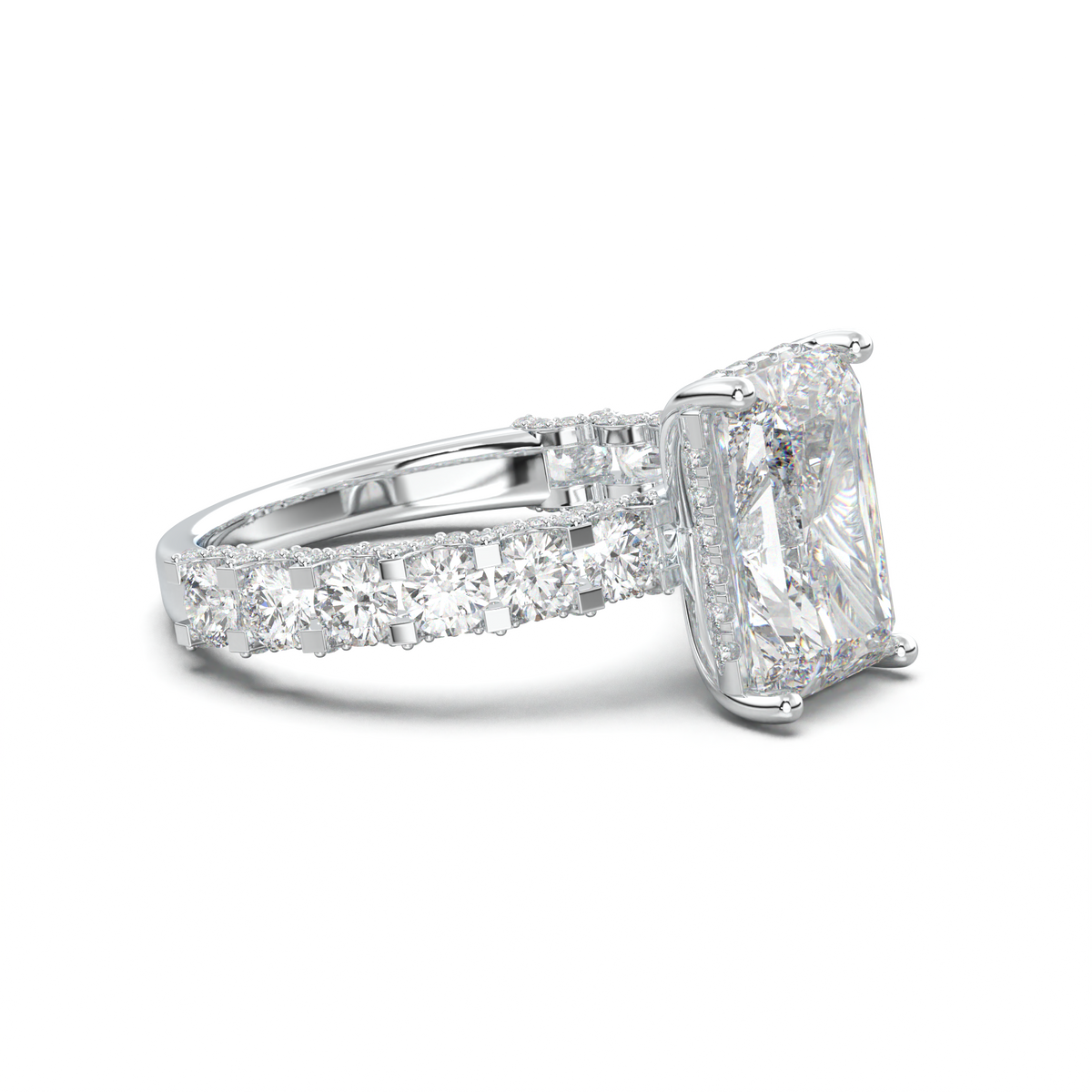 Radiant Diamond Band Engagement Ring