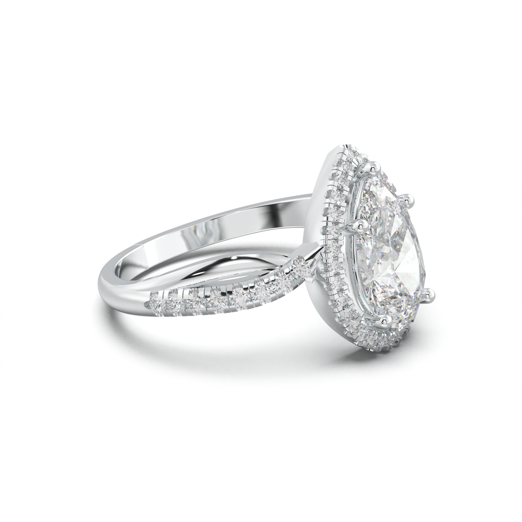 Pear Halo Twisted Pavé Engagement Ring