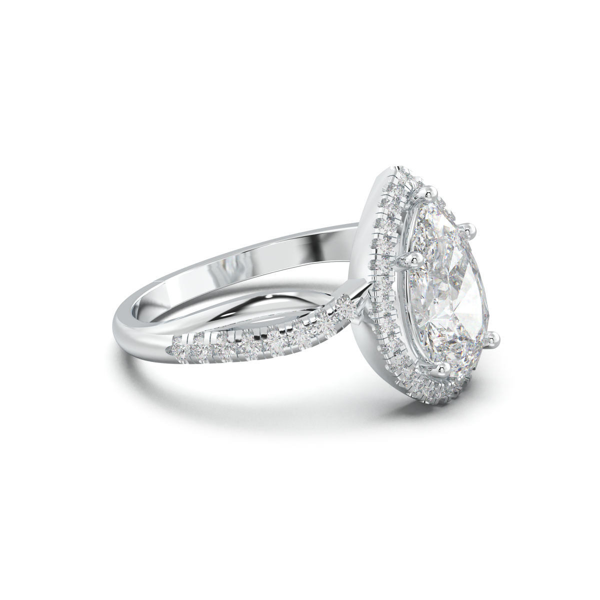 Pear Halo Twisted Pavé Engagement Ring