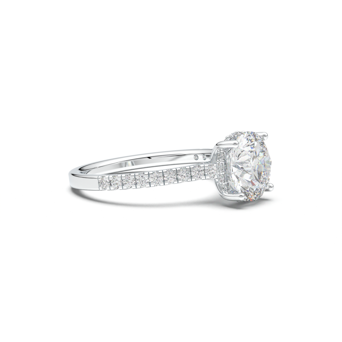 Round Pavé Engagement Ring